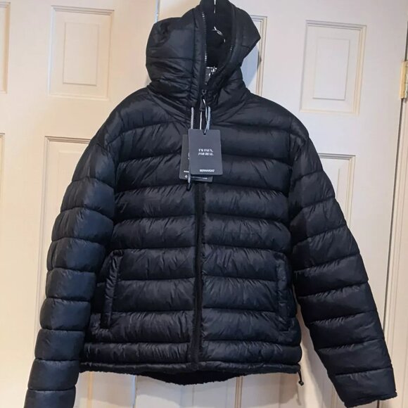 Bernardo Hooded, Quilted Water Resistant Reversible Puffer Coat Size XL Black - Picture 1 of 12